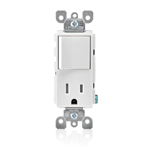 interruptor con toma y polo a tierra leviton