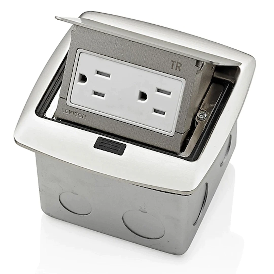 Caja Desplegable para Piso con Tomacorriente 15A 125V caja desplegable para piso 15A 125V