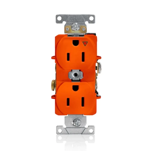 Toma Doble con Tierra Aislada 15A 125V Naranja