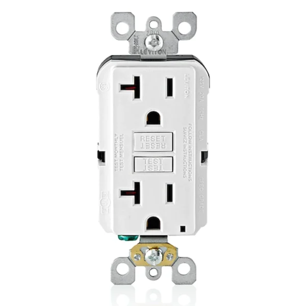 Toma Doble GFCI 20A Decora Leviton Blanco